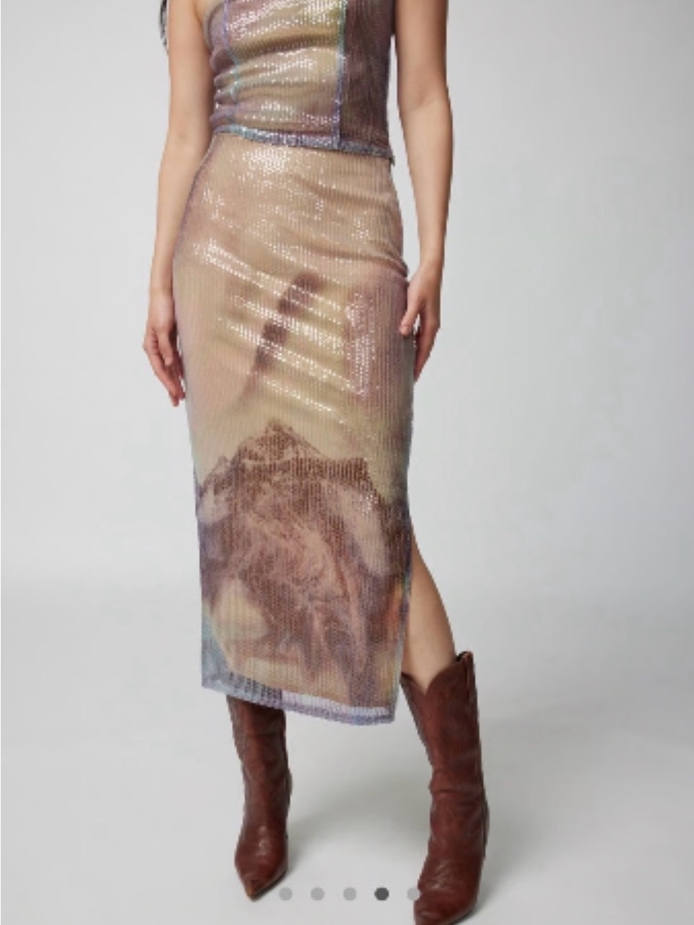 Urban Outfitters Sequin Midi Skirt in Multi-Tone Pastel